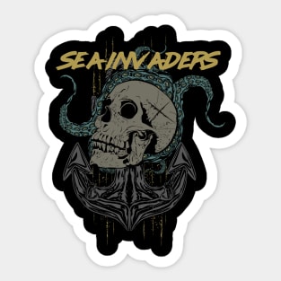 skull and tentacles in color Sticker